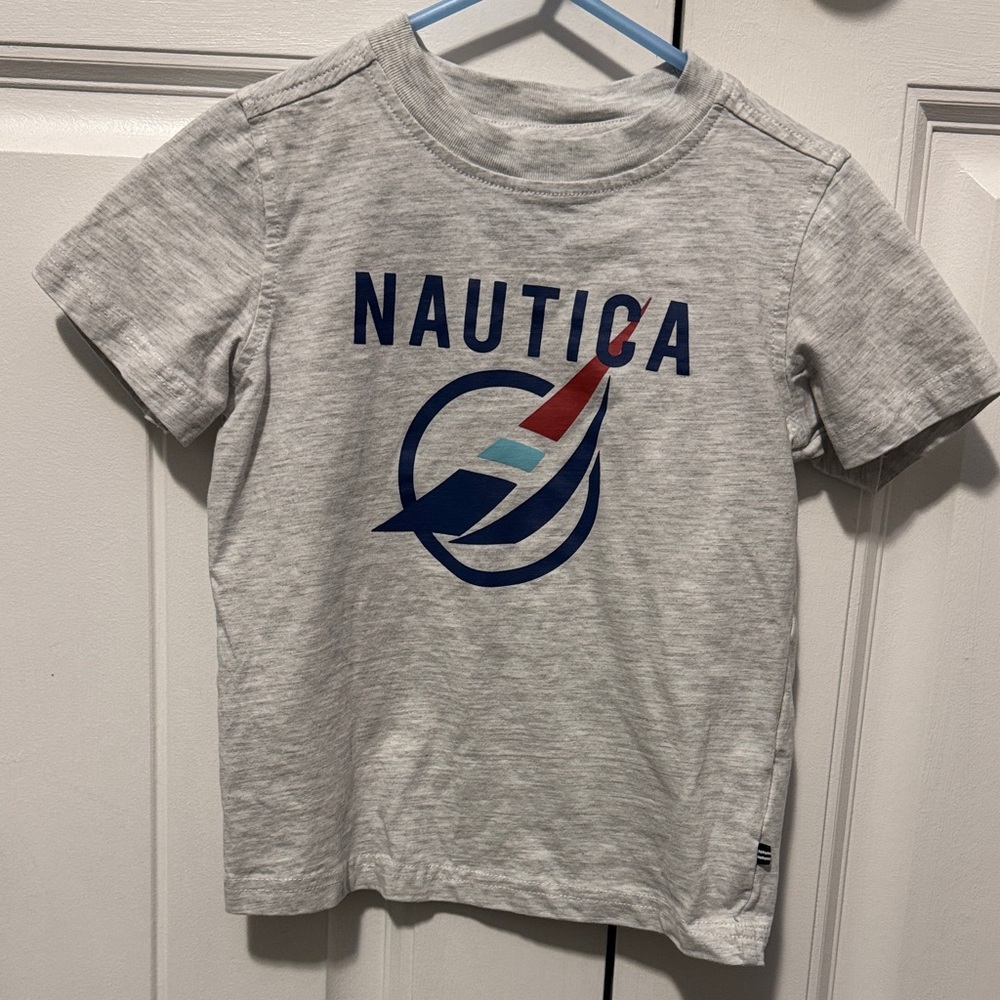 Nautica Light Gray Kids Tee with Logo